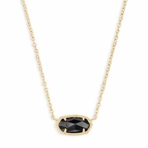Kendra Scott Elisa Gold Pendant Necklace in Black Opaque Glass